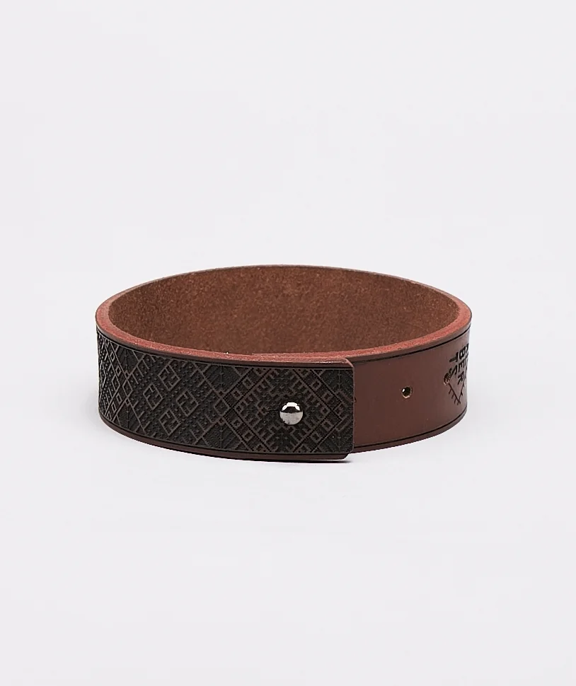 Louis Vuitton Monogram Leather Bracelet Brown 19cm Length Shipping