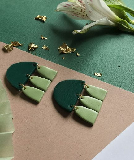 PLUME Stud Earrings With Tassels Emerald + Green