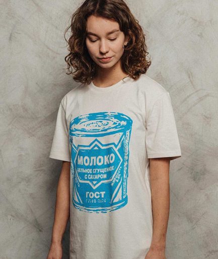 Vaira Vīksne Unisex Organic Cotton T-shirt Condensed Milk - Mолоко - Vintage white