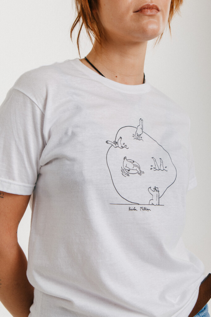 Krista Miltiņa unisex dīķis balts t-krekls sietspiede peldamies swimming (1)
