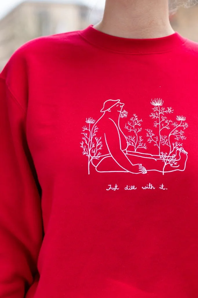 Krista Miltiņa Unisex Džemperis “Just Dill With It” | SARKANS