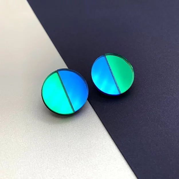 FULLMOON earrings Bright blue and green circles
