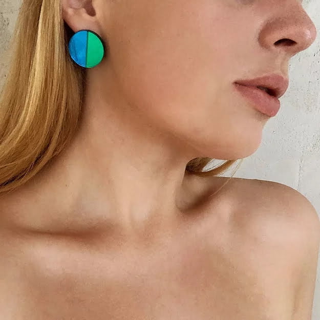 FULLMOON earrings Bright blue and green circles