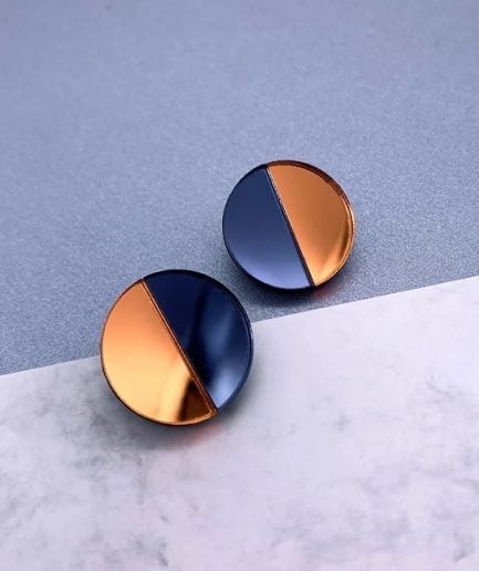 FULLMOON earrings Orange and dark blue circles