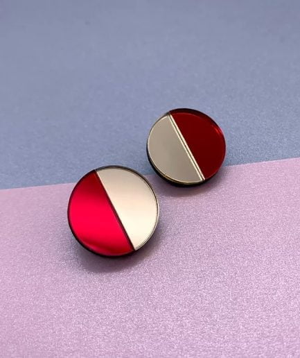 FULLMOON earrings Red and gold circles