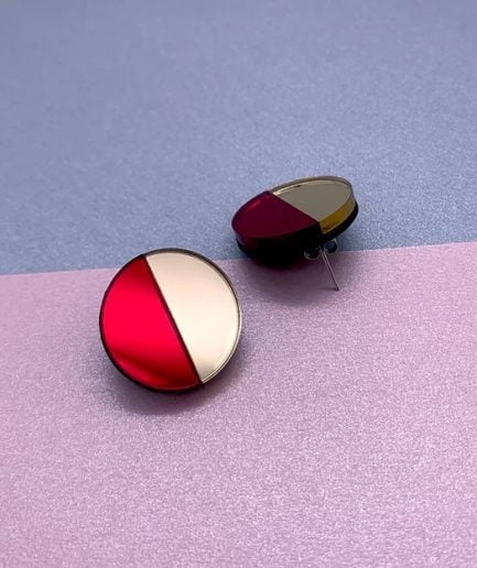 FULLMOON earrings Red and gold circles