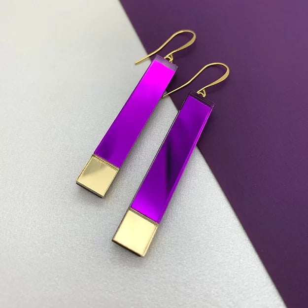 FULLMOON Elegant purple long earrings