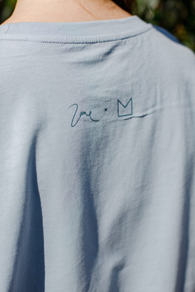 M50 x Zane Veldre Organic cotton Women's Rolled Sleeve T-shirt Nightingale I Serene Blue