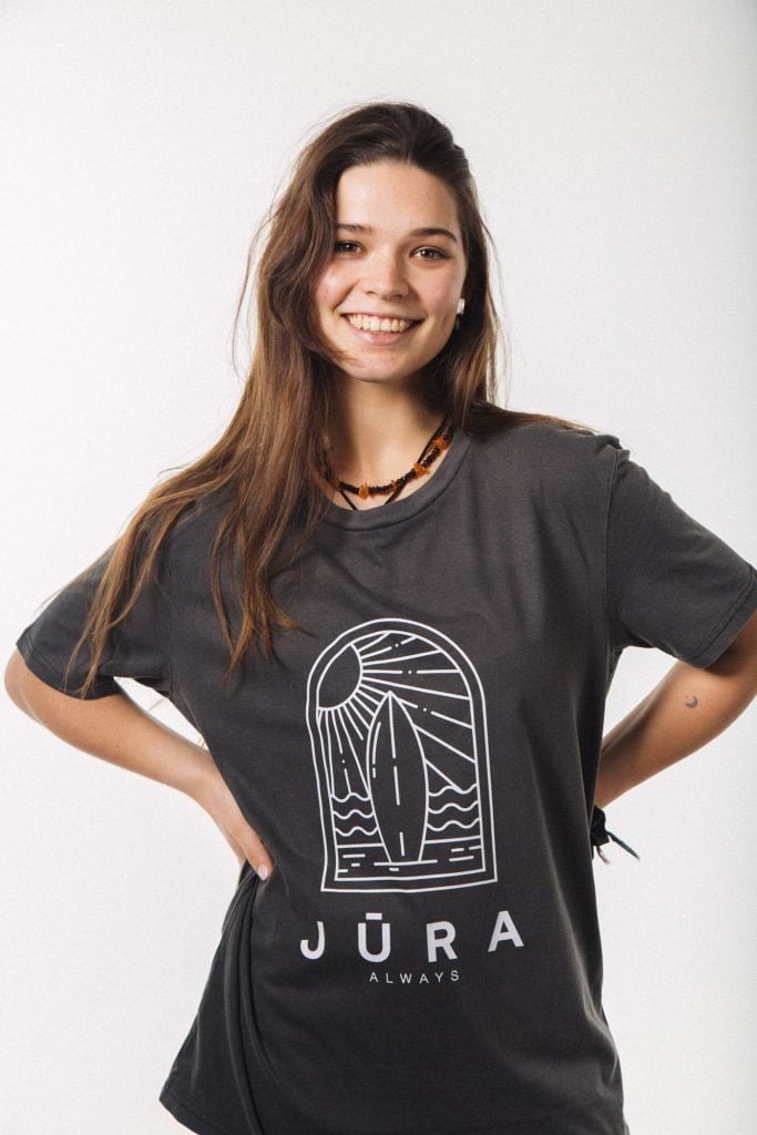 Vaira Vīksne Unisex Organic Cotton T-shirt “Jūra” Washed black