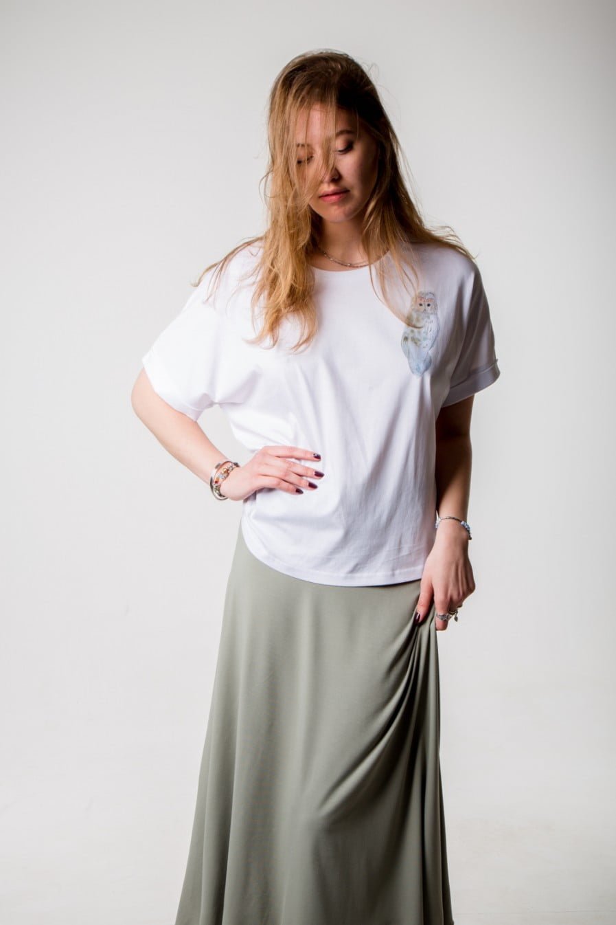M50 x Zane Veldre Organic cotton Women’s Rolled Sleeve T-shirt OWL