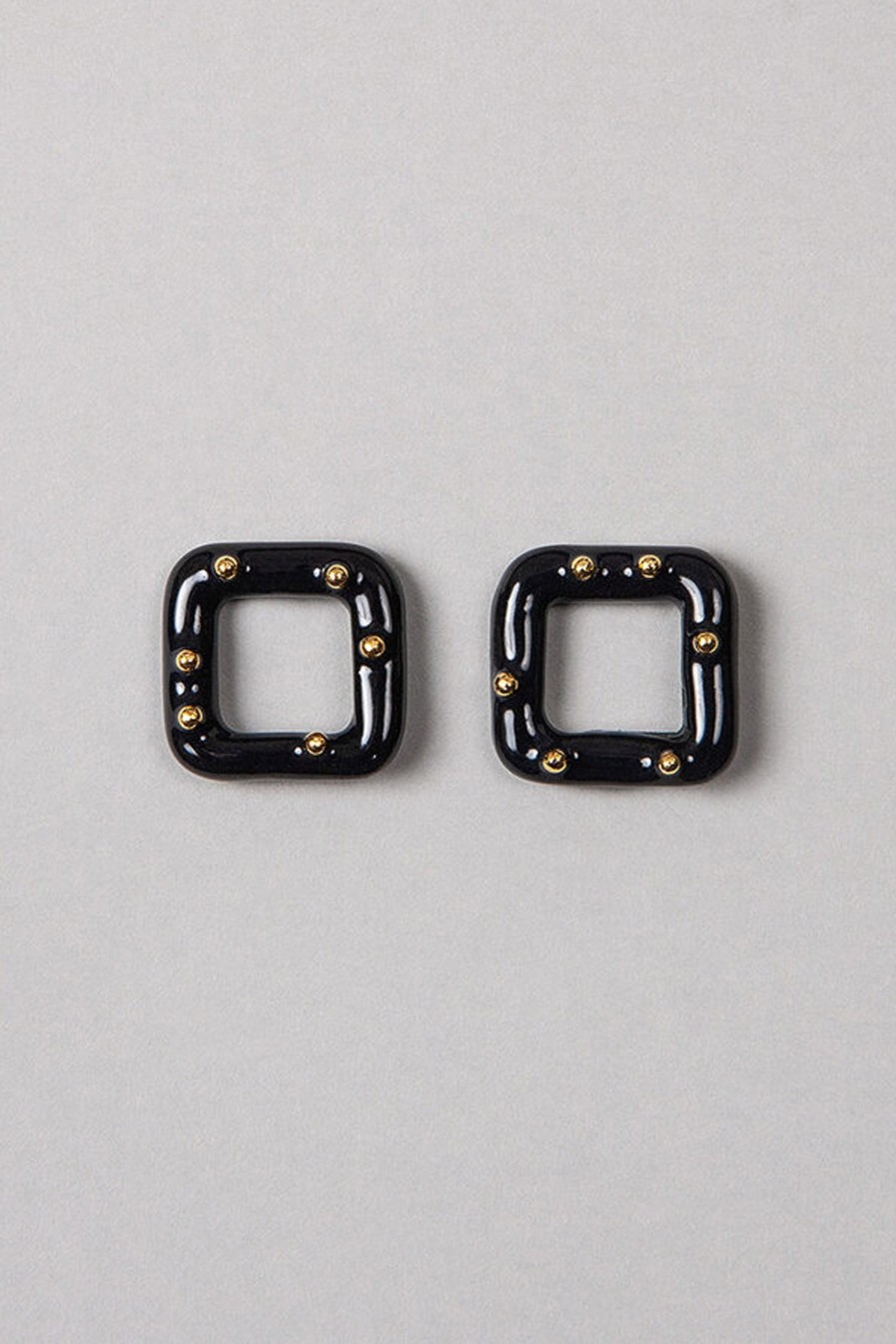 ABE Earrings square black / gold accents
