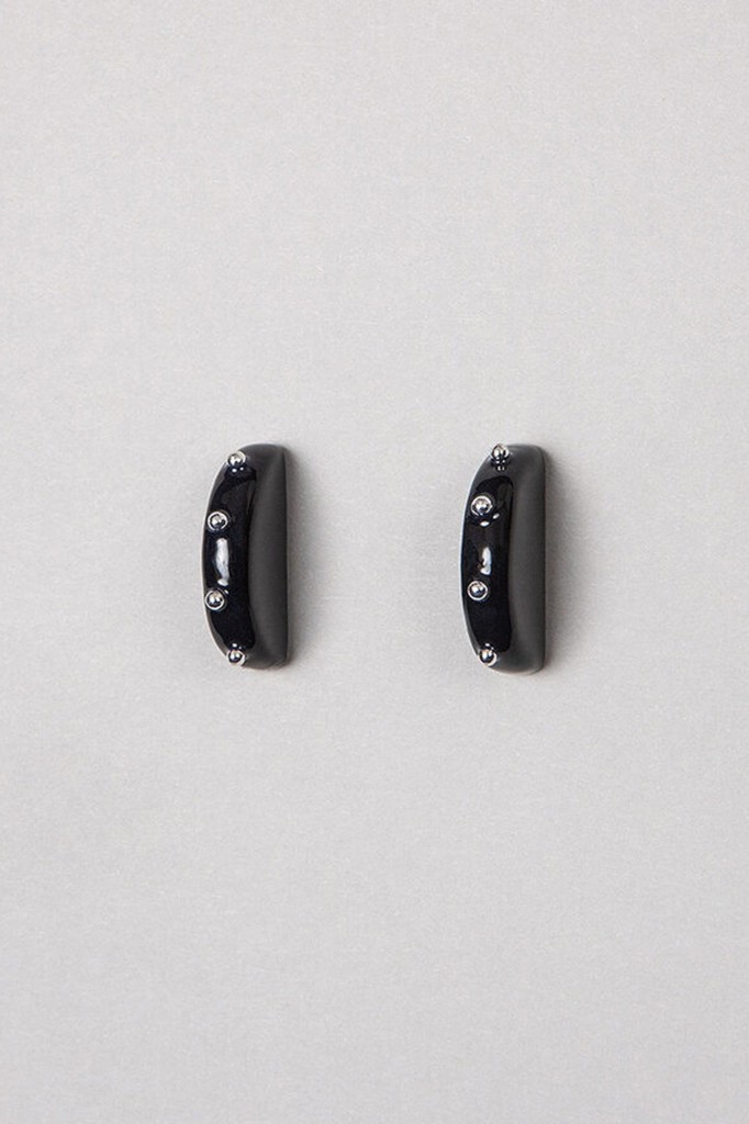 ABE Earrings semicircle black / silver accents