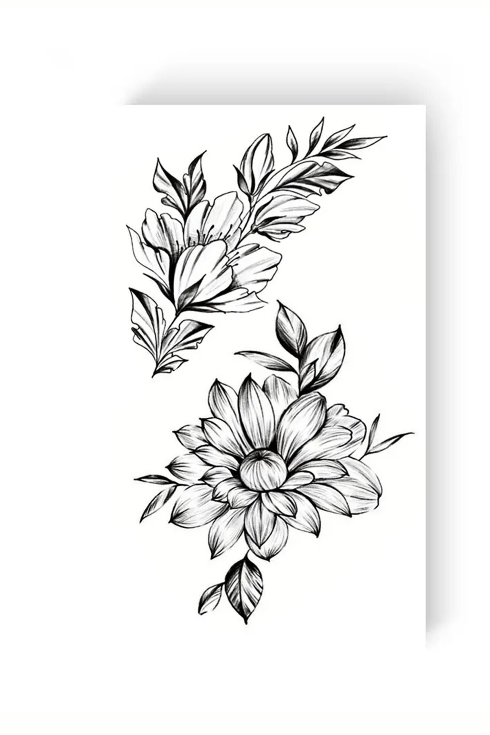 TATTOOSHKA Temporary Tattoo set, Flowers with a sprig