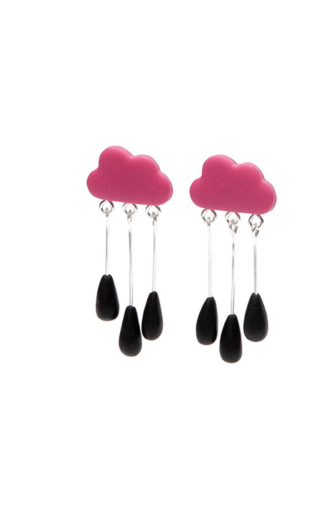 ABE Earrings raspberry pink with black