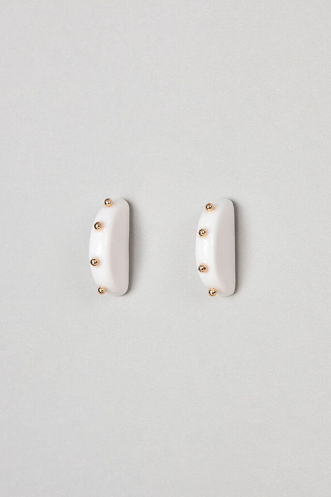 ABE Earrings semicircle white with gold accents