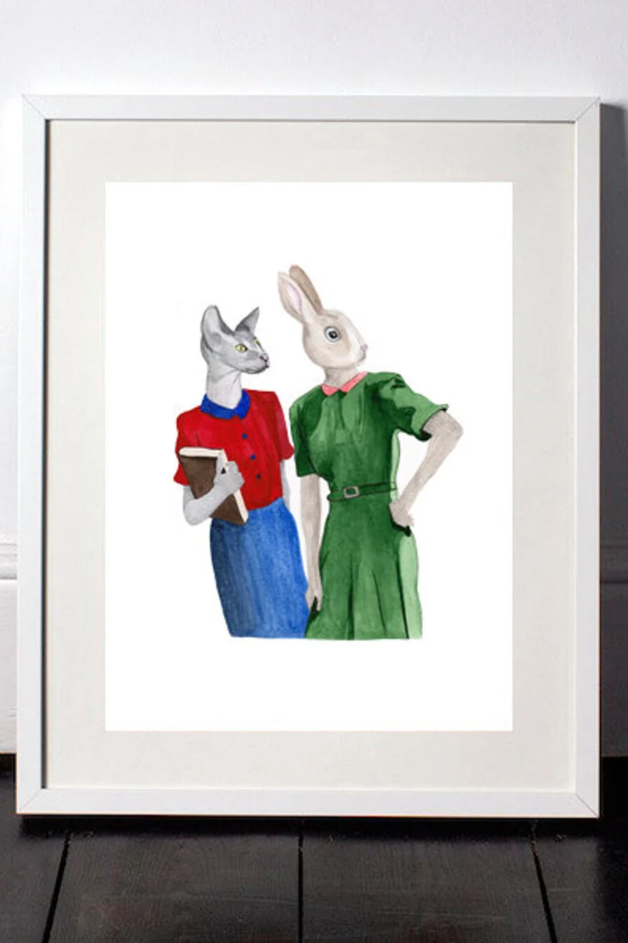 DressedFur Sphinx cat and rabbit art print