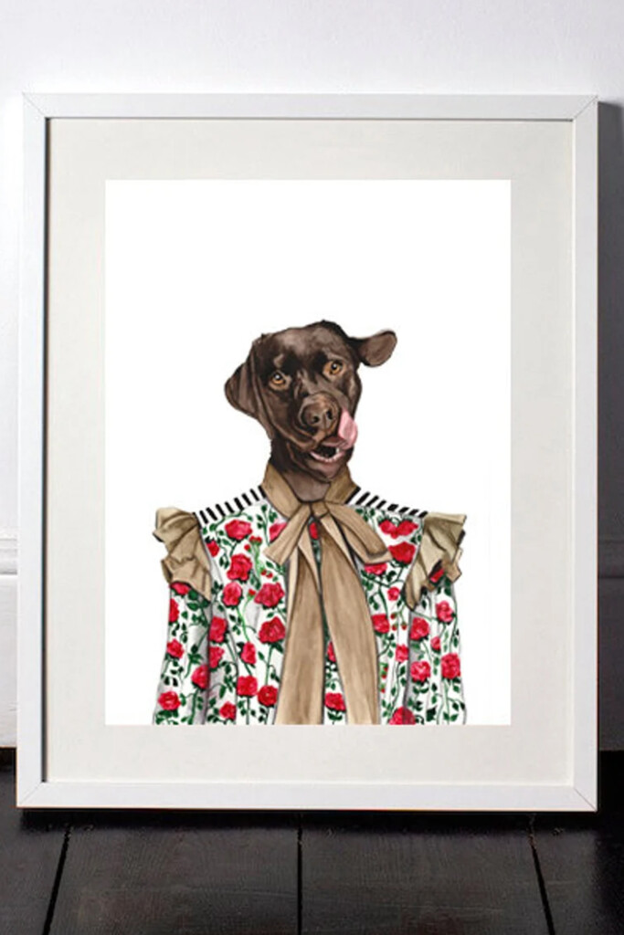 DressedFur Chocolate Labrador portrait art print