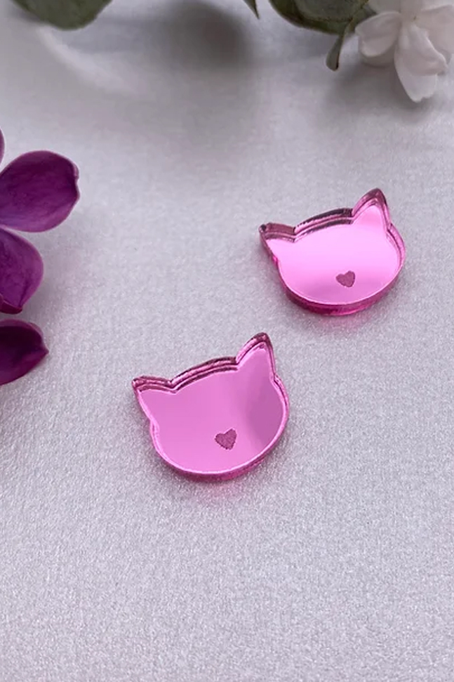 FULLMOON Earrings Pink cats