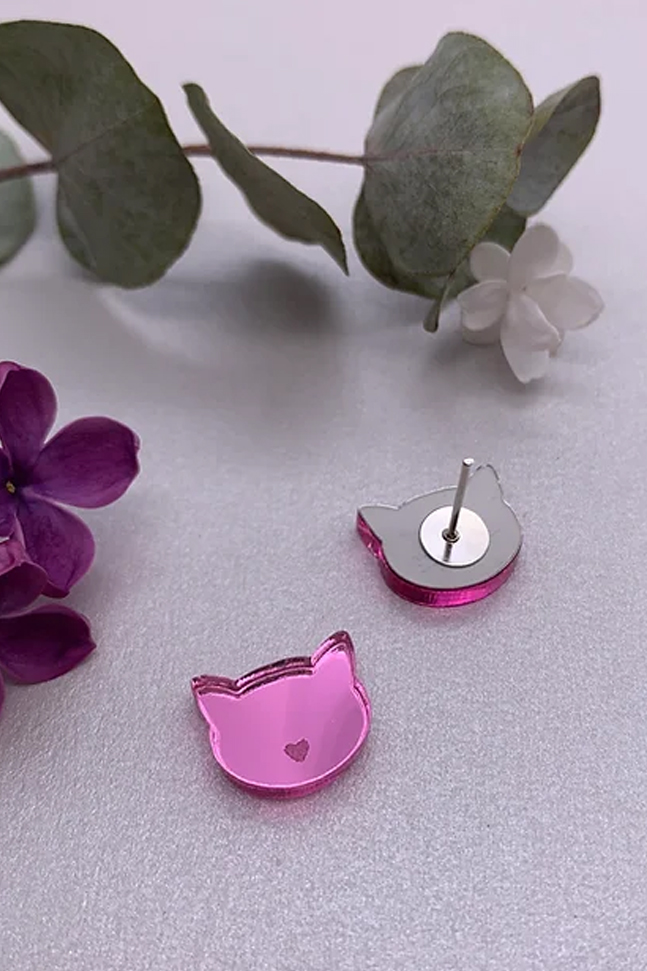 FULLMOON Earrings Pink cats