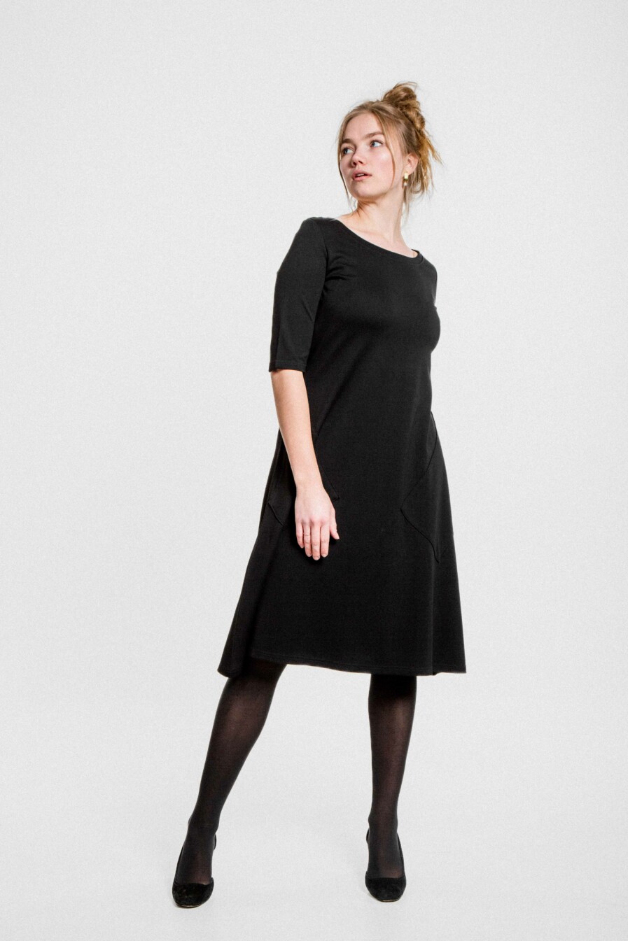 M50 Dress Noktirne with 3/4 sleeves | Black