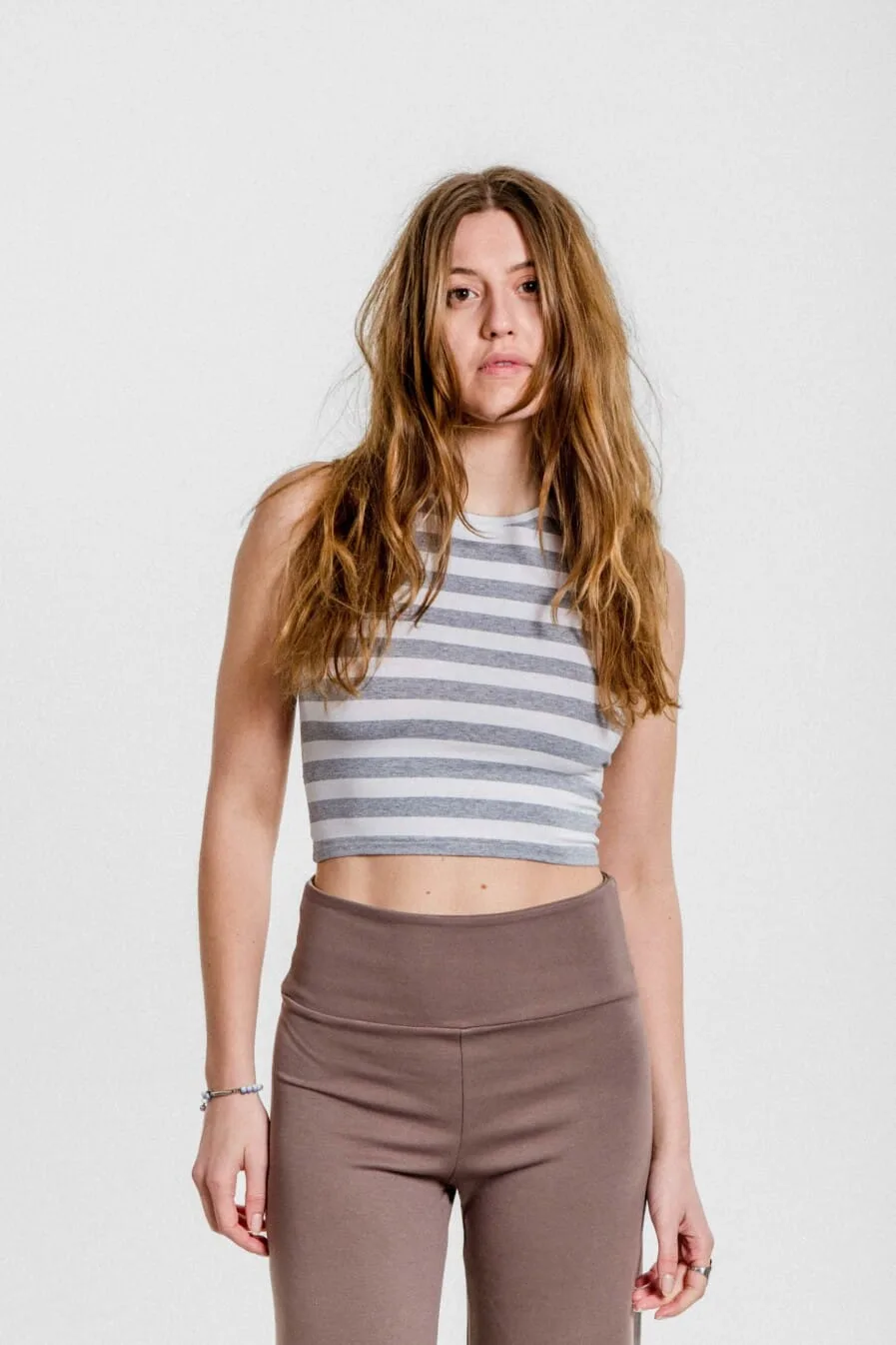 M50 Crop top | Grey wide stripes
