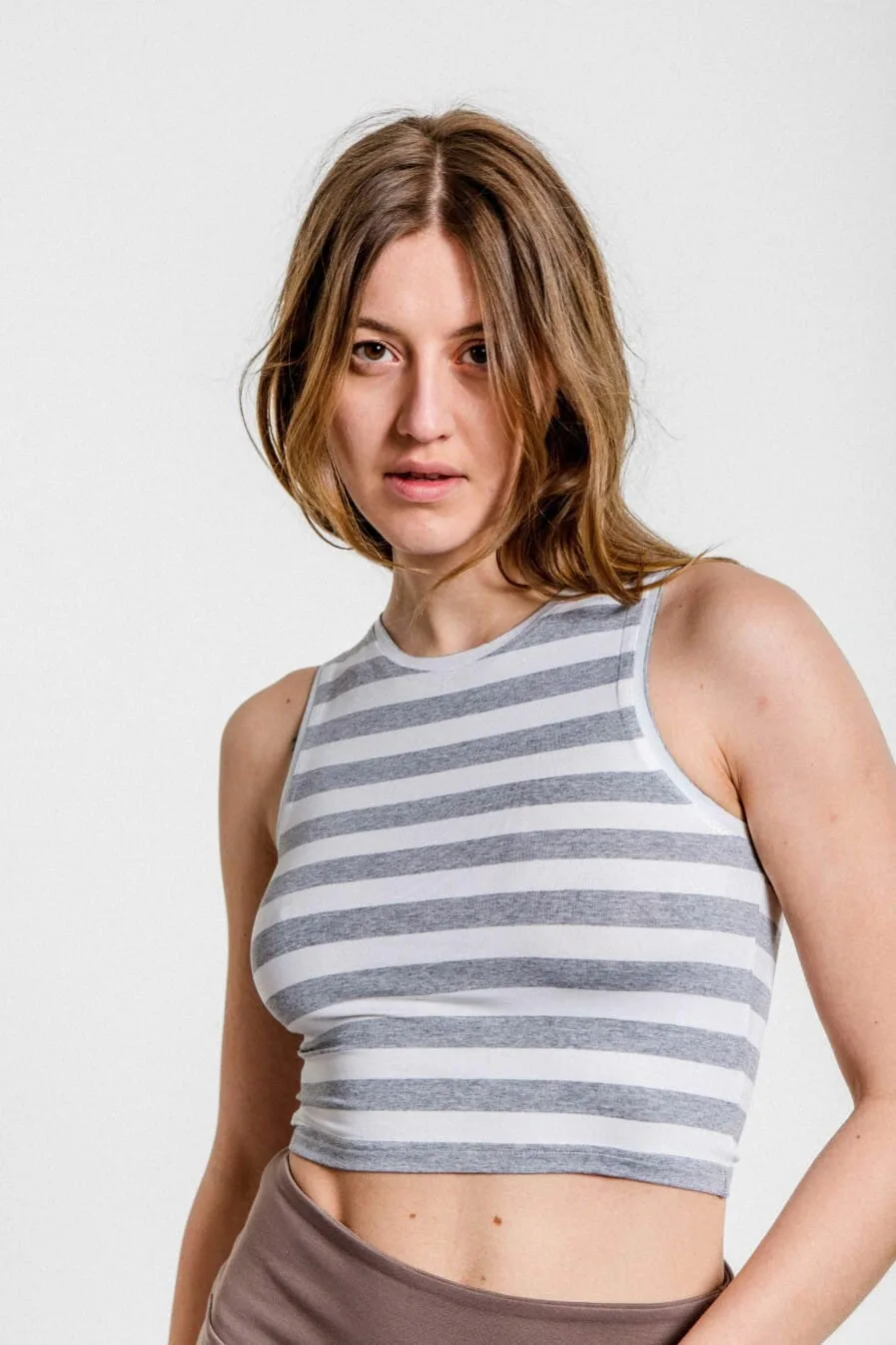 M50 Crop top | Grey wide stripes