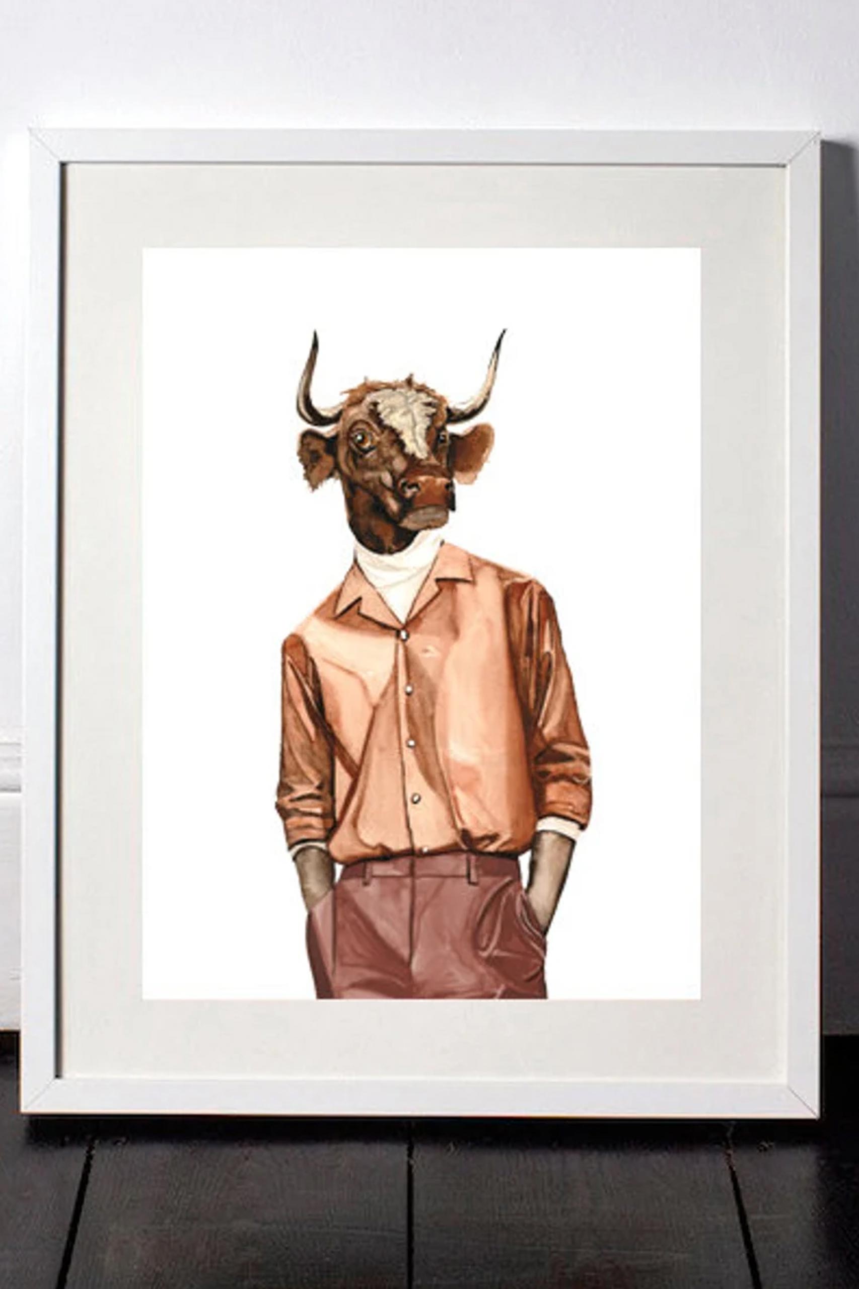 DressedFur Bull Art Print