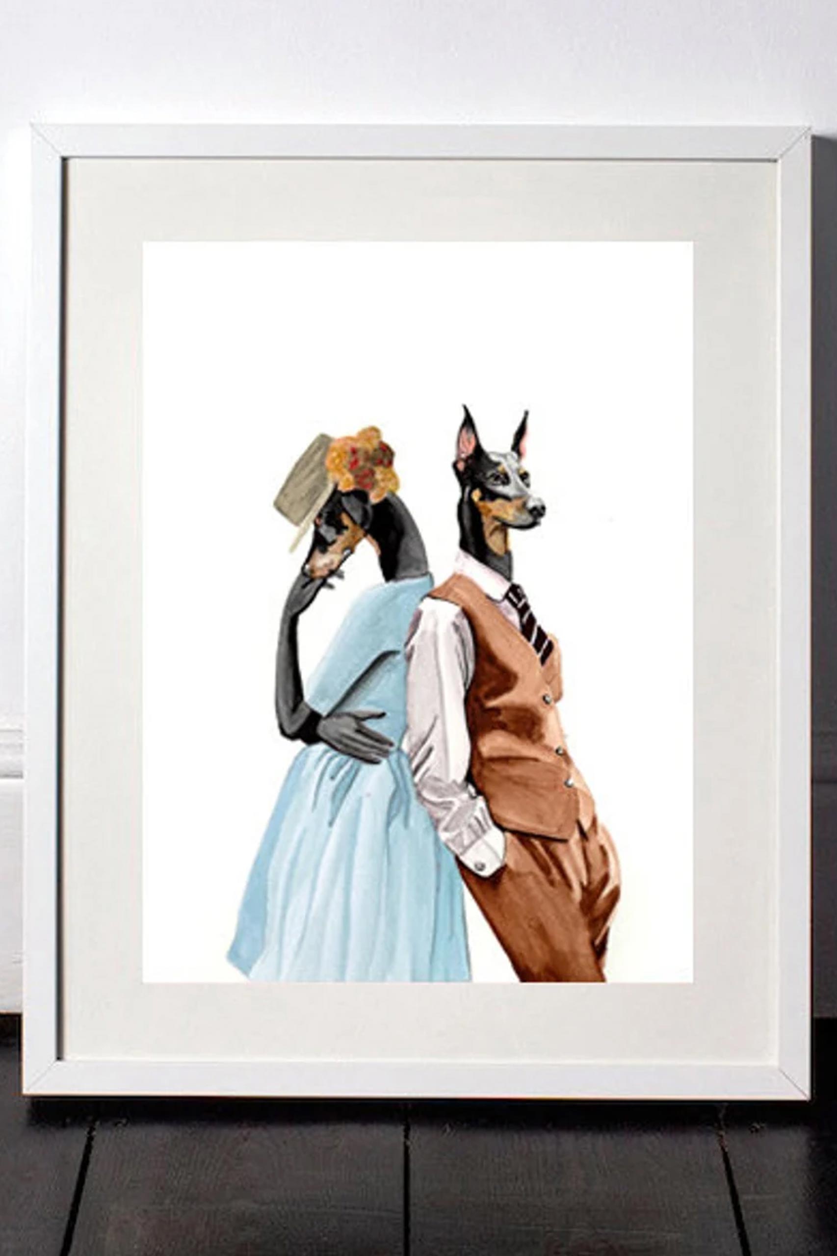 DressedFur Doberman dog couple Art Print
