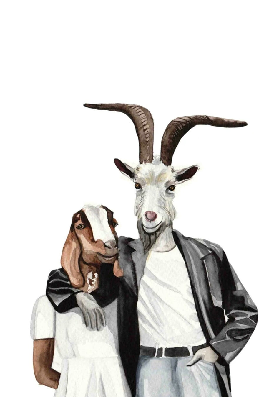 DressedFur Goat couple Art Print