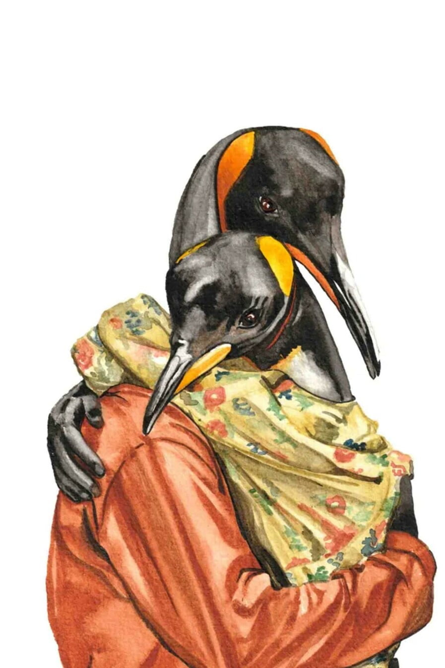 DressedFur Penguin couple Art Print