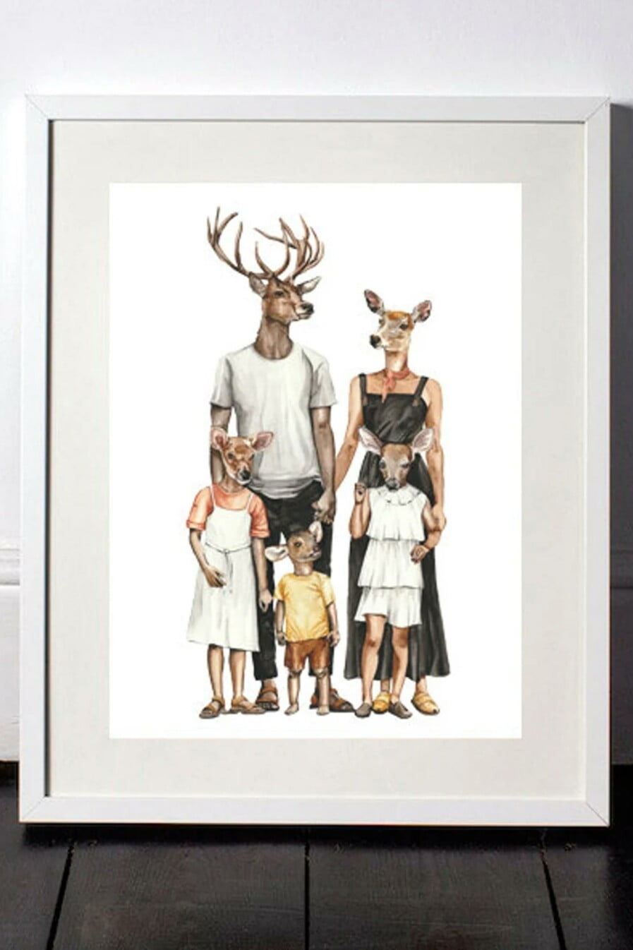 DressedFur Deer family Art Print