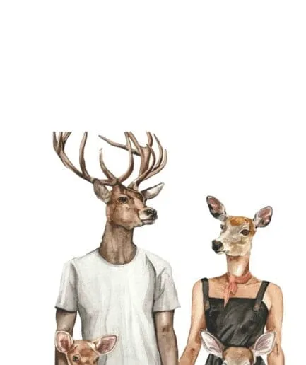 DressedFur A4 Plakāts Briežu ģimene