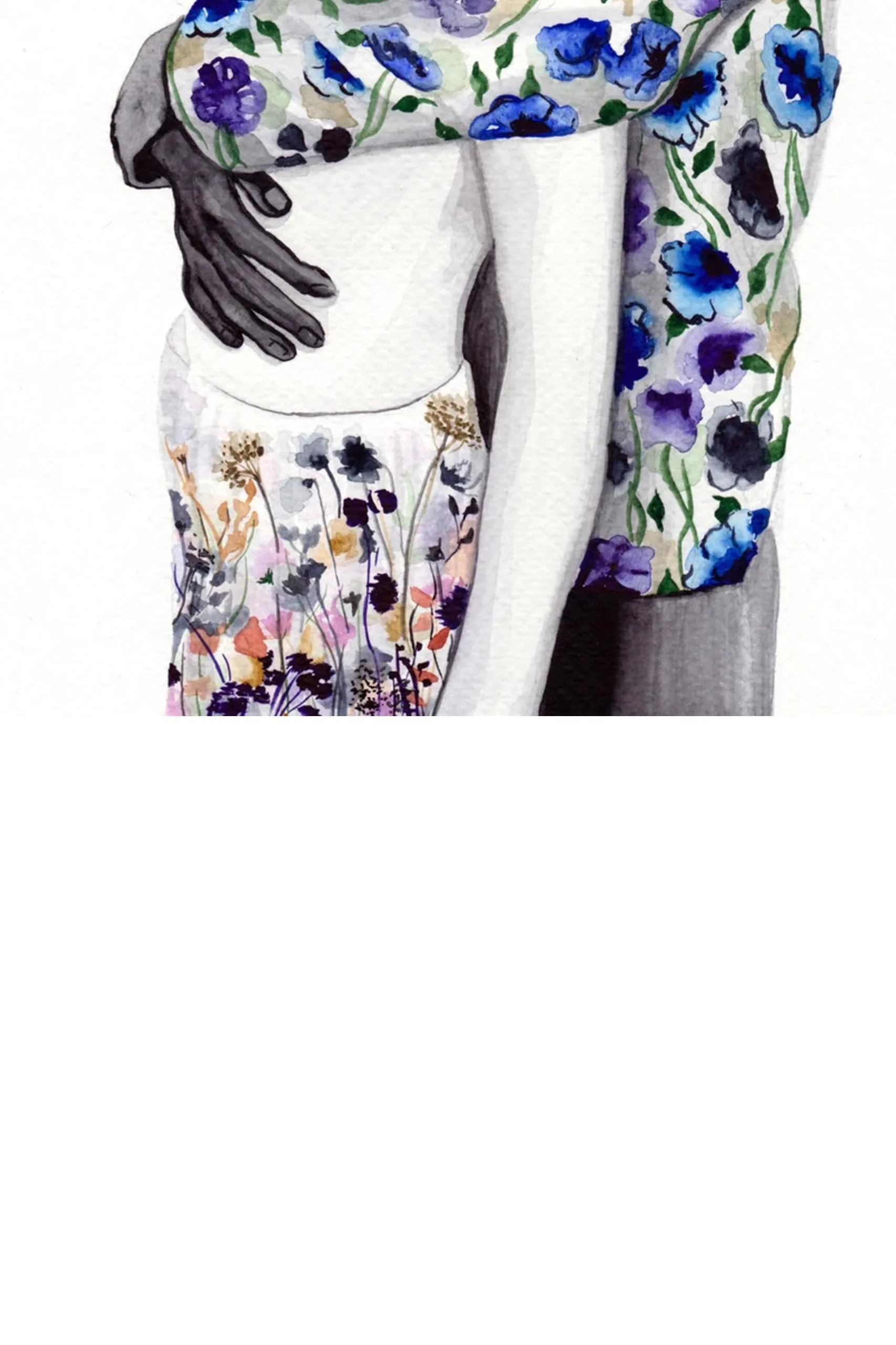 DressedFur Black and white swan couple Art Print