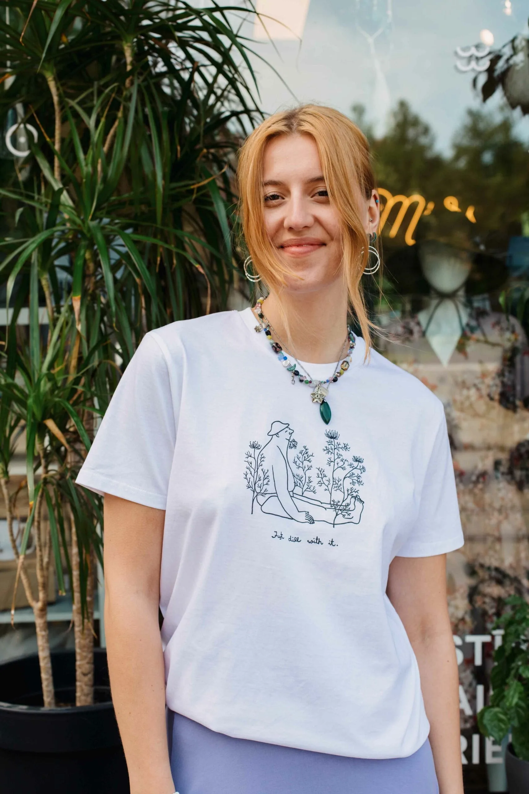 KRISTA BITMETE Unisex T-Shirt “Just Dill With It” | White