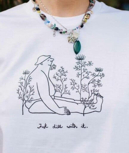 KRISTA BITMETE Unisex T-Shirt “Just Dill With It” | White