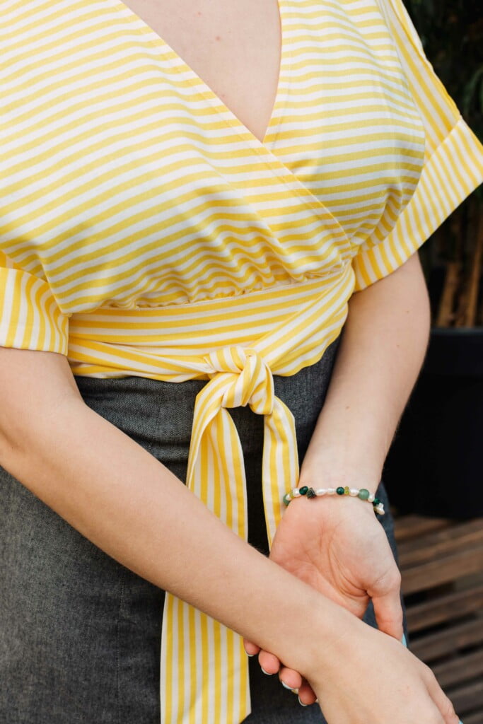 M50 Wrap blouse | Yellow stripes