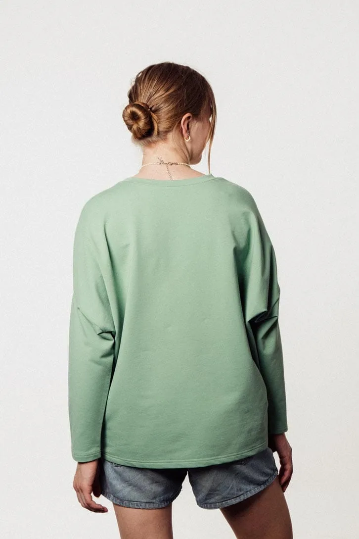 M50 Brīva piegriezuma džemperis | Piparmētra