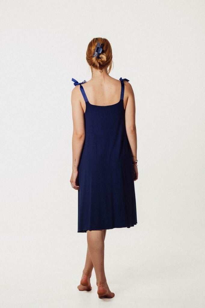 M50 Summer dress with tie bows | Navy