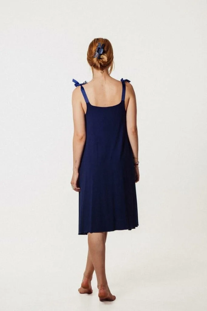 M50 Summer dress with tie bows | Navy