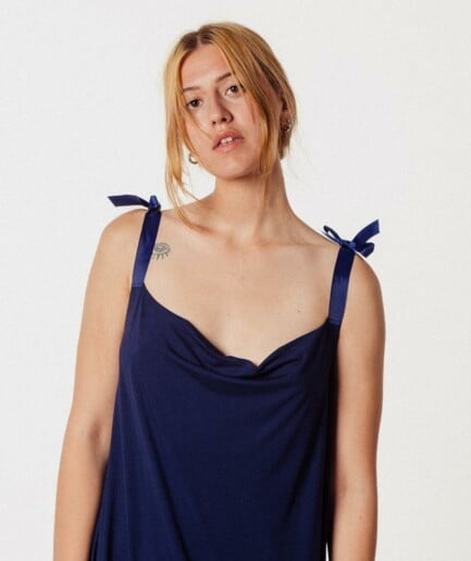 M50 Summer dress with tie bows | Navy