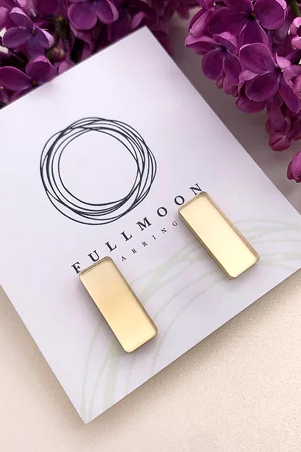 FULLMOON Earrings | Gold matte rectangles
