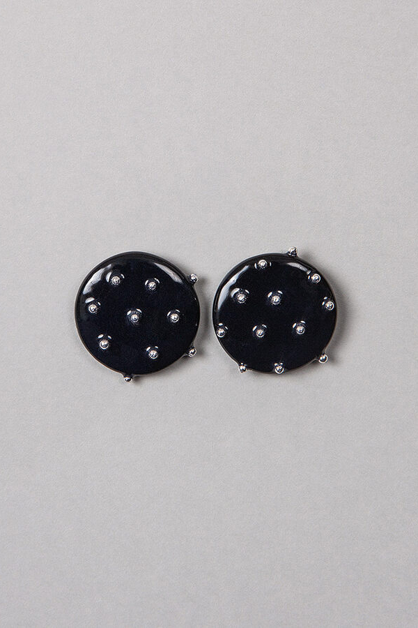 ABE Earrings black ball / silver accent