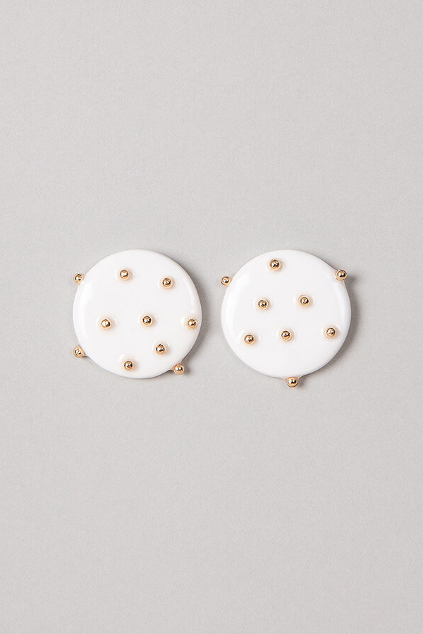 ABE Earrings white circle | gold accents