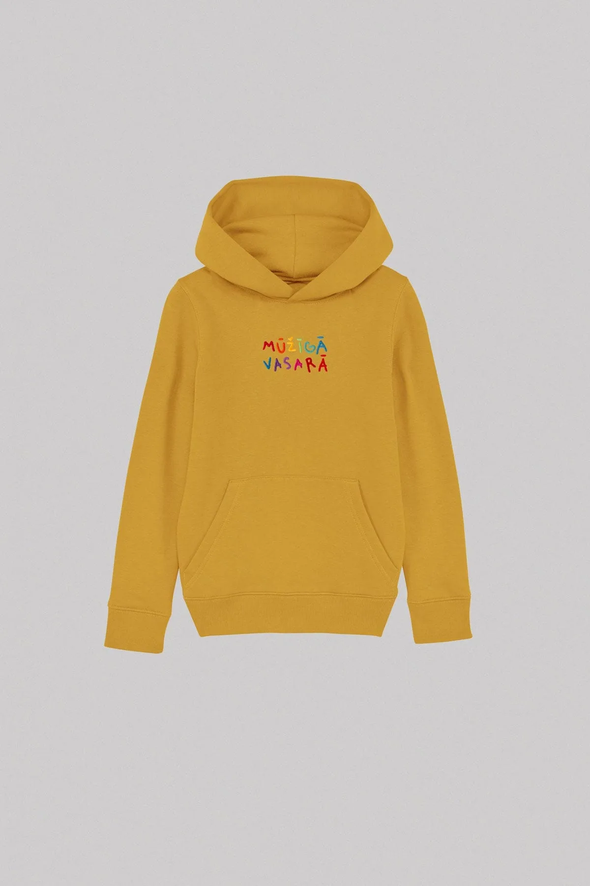 Vaira Vīksne Organic Cotton Kids Hoodie MŪŽĪGĀ VASARĀ | Ochre Vaira Vīksne Organic Cotton Kids Hoodie MŪŽĪGĀ VASARĀ | Ochre