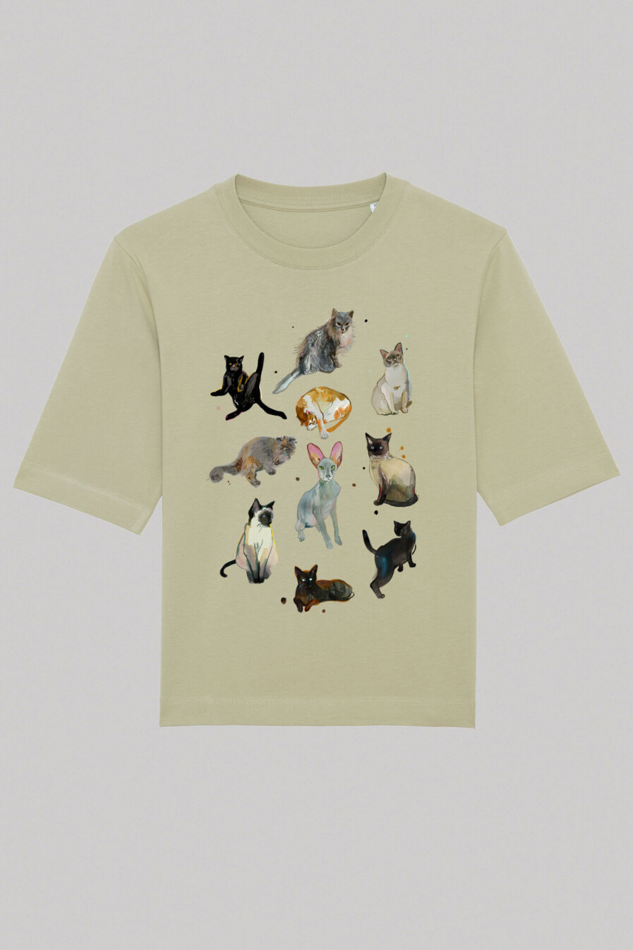 M50 x Zane Veldre Womens Organi Cotton t-shirt CATS | SAGE