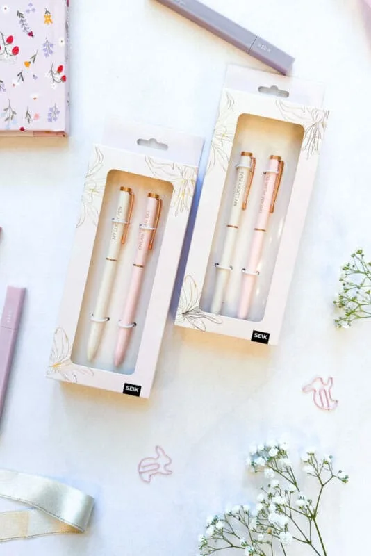 SEIK - HAPPY PENS – MY LUCKY PEN (BLACK) & DREAM. PLAN. DO. (BLUE) – 2 PCS