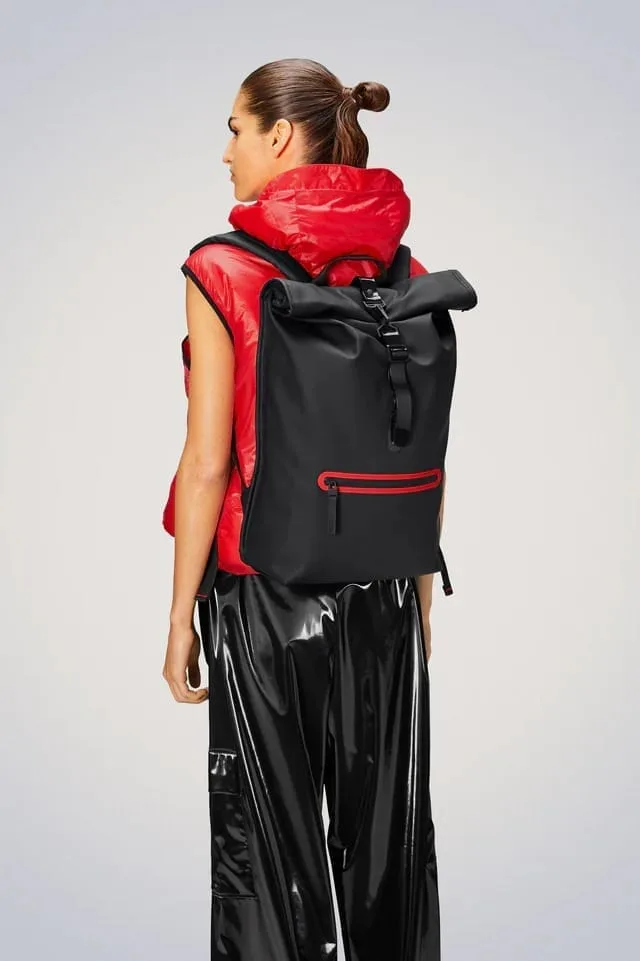 Rains Rolltop Rucksack Contrast | Black