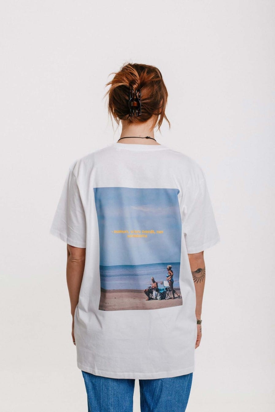 M50 Organic Catton T-shirt NUMURS NAV SASNIEDZAMS I Off white