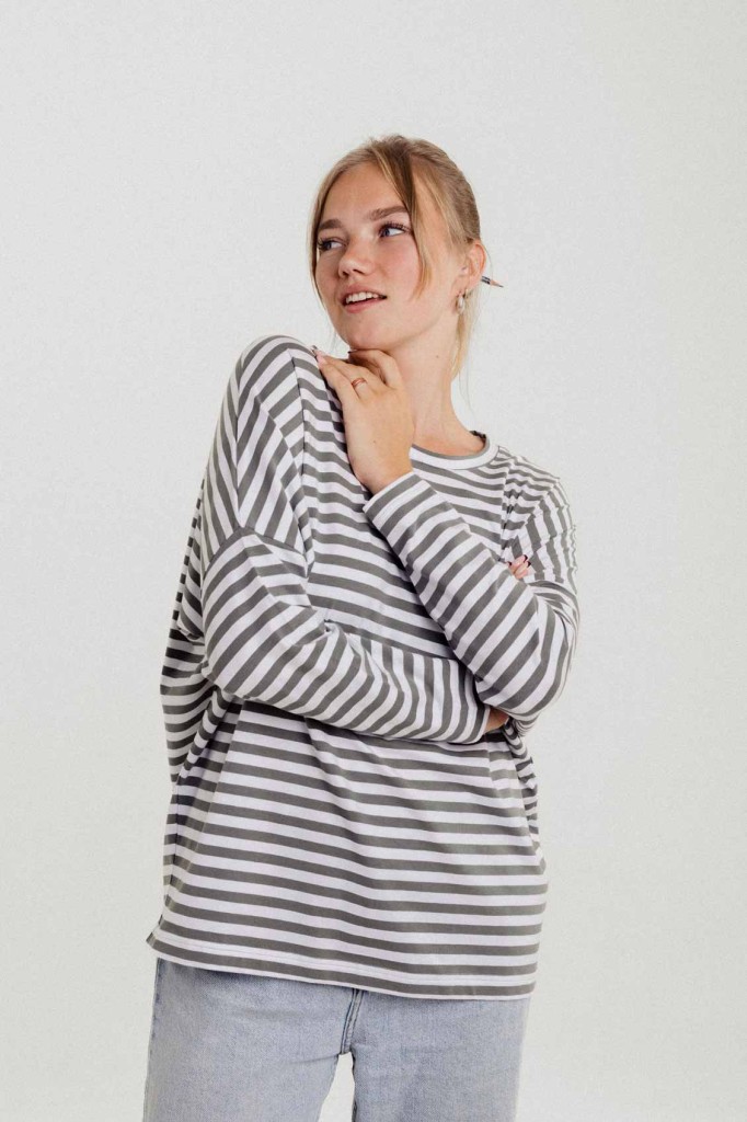 M50 Loose Cut Sweater | Khaki stripes