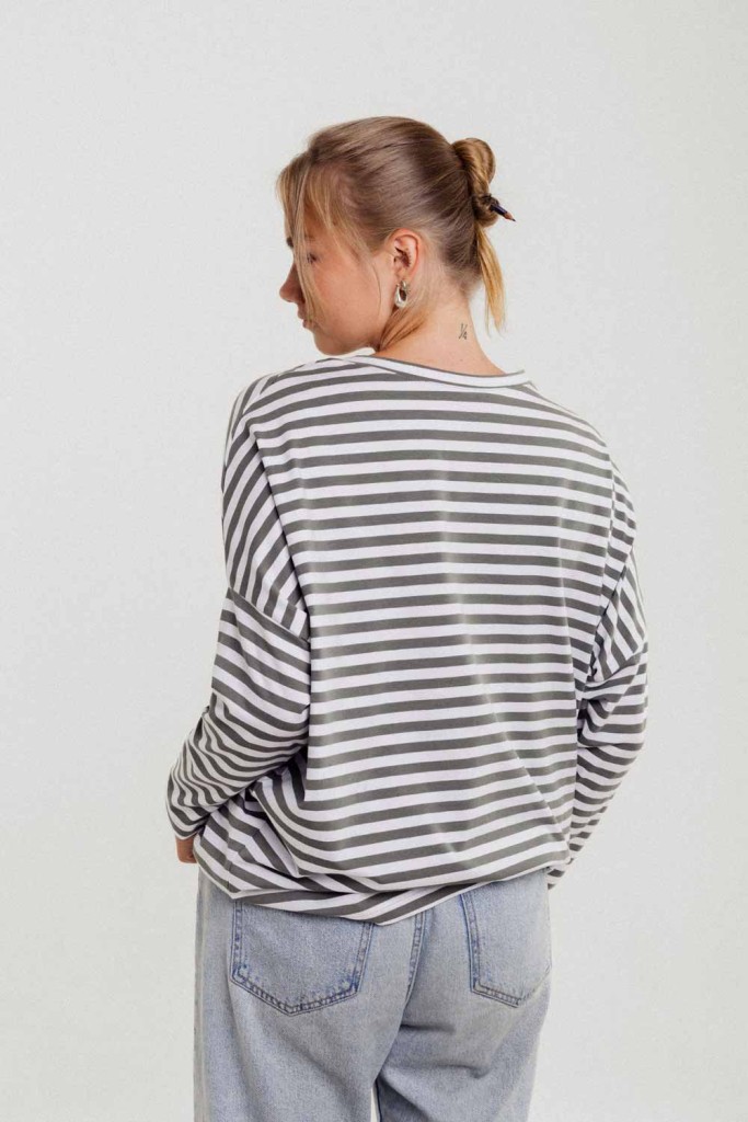 M50 Loose Cut Sweater | Khaki stripes